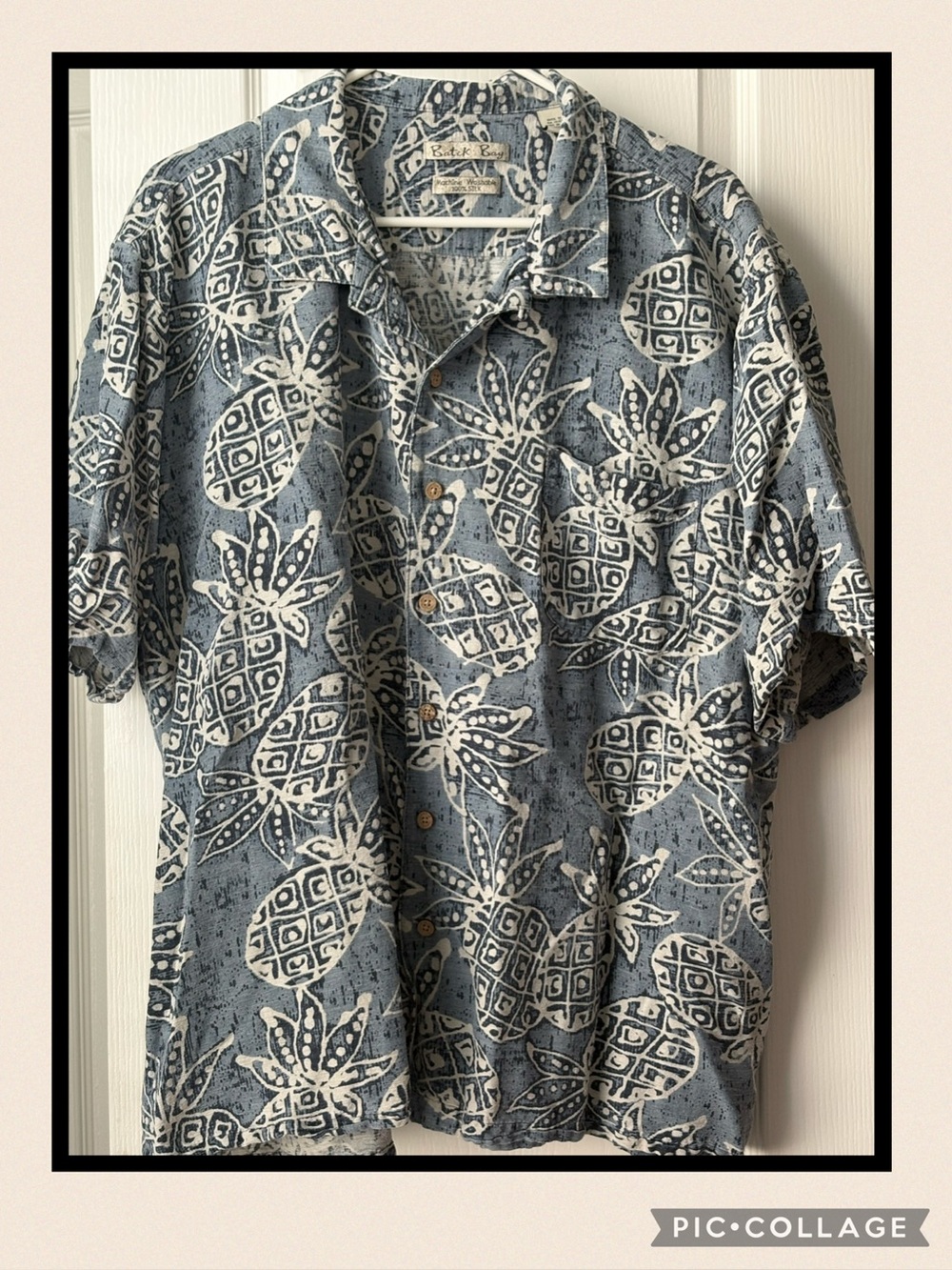 Men’s Batik Bay Pineapple Print Button-Down Shirt - Blue